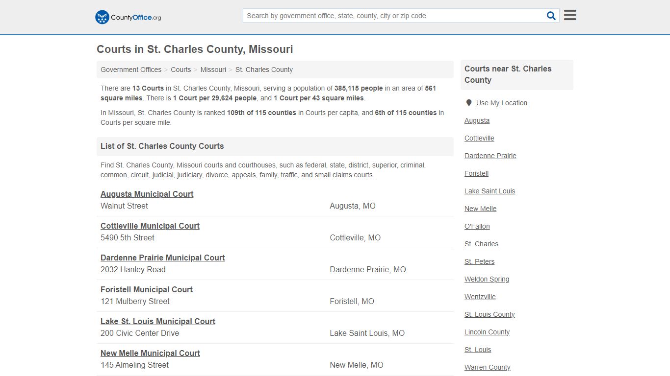Courts - St. Charles County, MO (Court Records & Calendars)